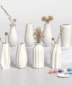 OERGKE White Ceramic Vase Set of 8, Small vases for Flowers with Painting Kit, Modern Boho Vases for Home, Living Room, Office, Farmhouse Decor, Dining Table, Bedroom, Kitchen Shelf