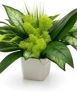 Trivon 18 Bundles Artificial Plants Outdoor, Fake Outdoor Plant Bushes with UV Resistant Greenery, Faux Leaves Stems, Realistic Decorative for Patio Garden, Yard, Porch & Fake Green
