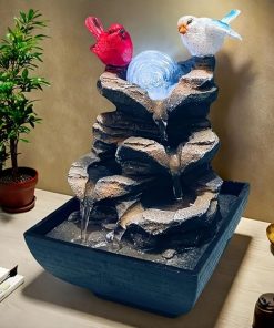 Indoor Water Fountain, Small Water Fountain Indoor, Indoor Water Feature with Desk Waterfall, Zen Table Top Fountains for Home Office Desk Decor, Mini Tabletop Fountains