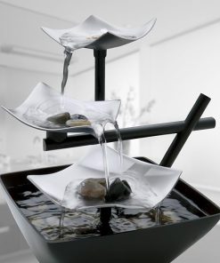 Homedics Tabletop Water Fountain, Home Décor Soothing Sound Machine - Automatic Pump, Deep Basin & Natural River Rocks. Indoor Zen Relaxation for Office, Living Room, or Bedroom, 8.25” Tall