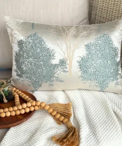 Blue Jacquard Lumbar Pillow Cover - Azure Frost