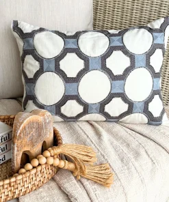 Blue Linen Lumbar Pillow Cover - Serina